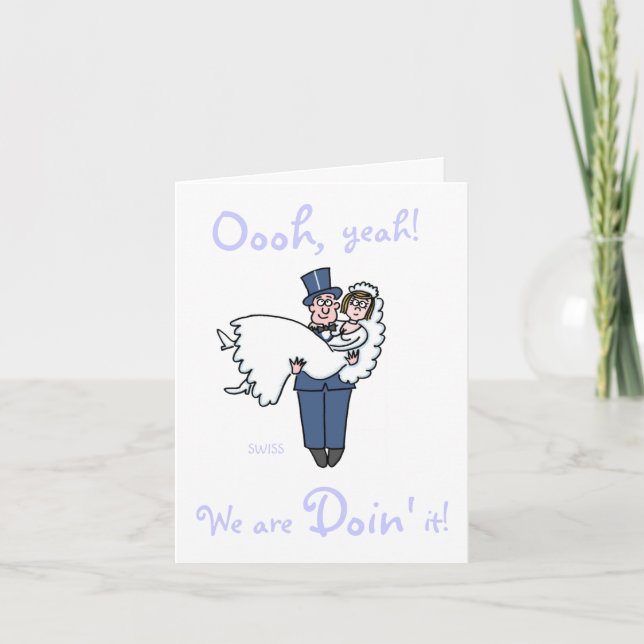 Irreverent Funny Bride and Groom Wedding Invites (Front)