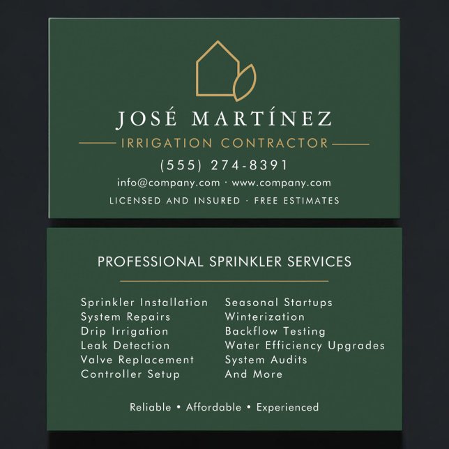 Irrigation Contractor Professional Business Card (Creator Uploaded)