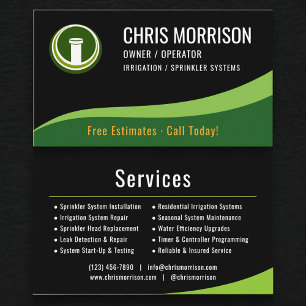 Irrigation Sprinkler Systems Service Business Card