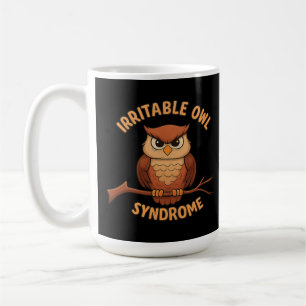 Irritable Owl Syndrome Funny Angry Owl Cartoon Pun Coffee Mug