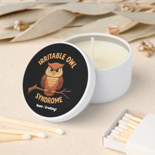 Irritable Owl Syndrome Funny Angry Owl Cartoon Pun Mini Candle Favors