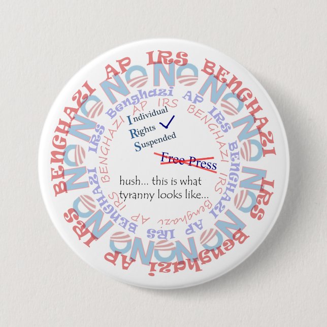 IRS Scandal HUSH Pinback Button (Front)