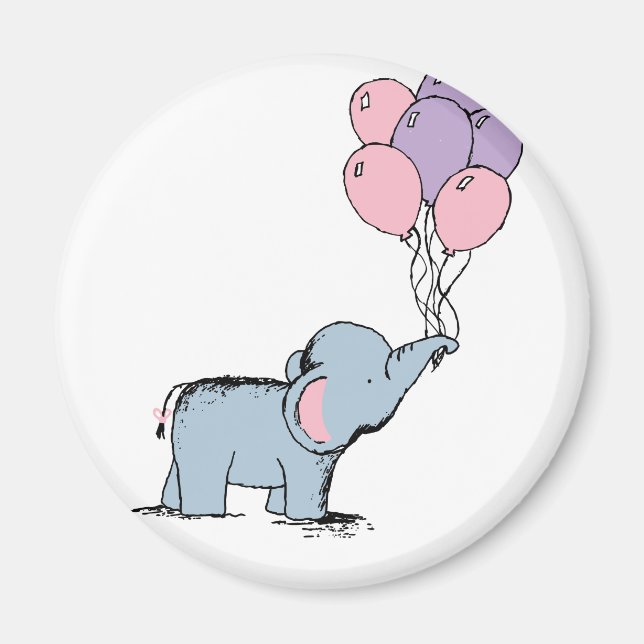 irthday Elephant Pastel Watercolor Bunch of Balloo Magnet (Front)