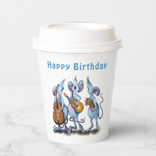 irthday Paper Cups Funny Mouse Music Band