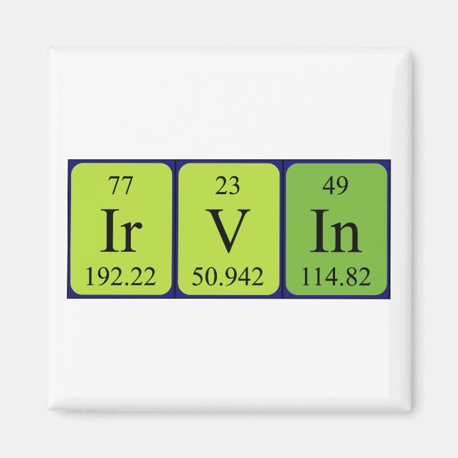 Irvin periodic table name magnet (Front)