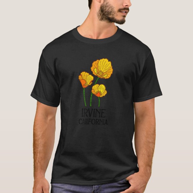 Irvine California CA Poppy Flower State City Vinta T-Shirt (Front)
