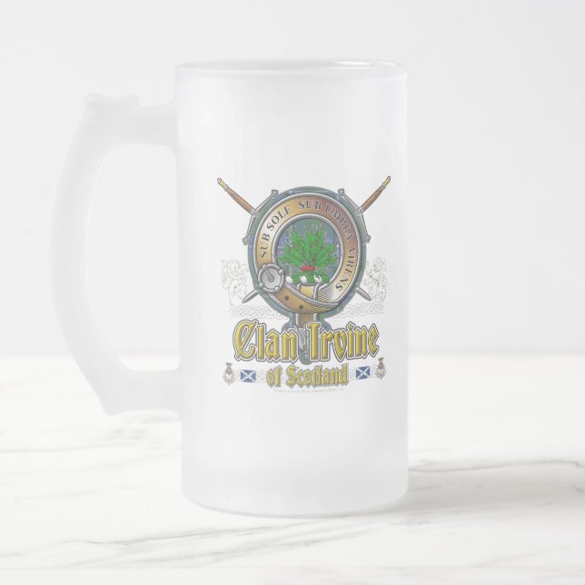 Irvine Clan Badge Frosted Glass Beer Mug (Left)