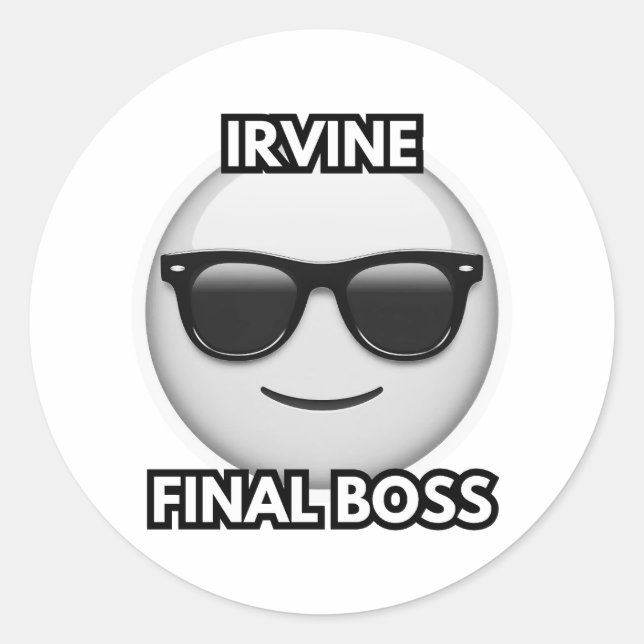 Irvine Final Boss Cool Emoji Sticker (Front)