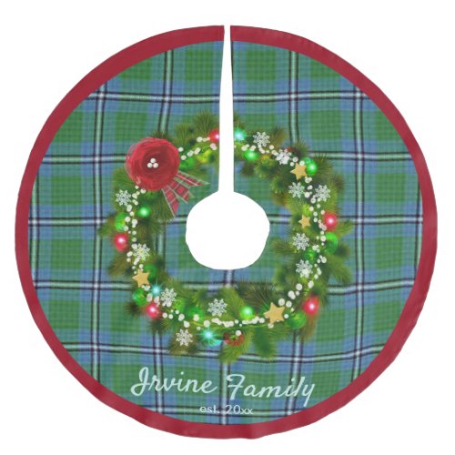 Irvine Scottish Tartan Xmas Wreath Name Tree Skirt