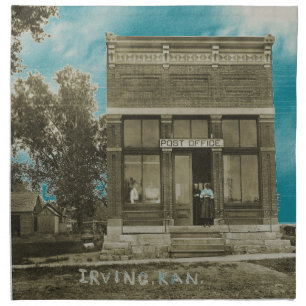 IRVING KANSAS POST OFFICE PHOTO MARSHALL COUNTY KS CLOTH NAPKIN
