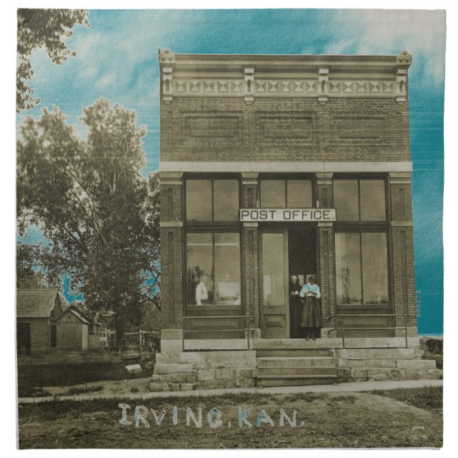 IRVING KANSAS POST OFFICE PHOTO MARSHALL COUNTY KS CLOTH NAPKIN (Front)