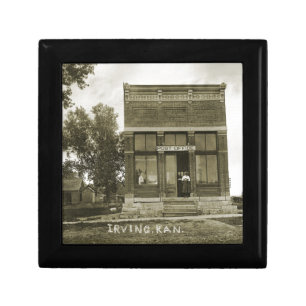 IRVING KANSAS POST OFFICE PHOTO MARSHALL COUNTY KS KEEPSAKE BOX