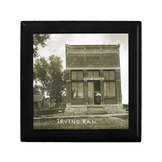 IRVING KANSAS POST OFFICE PHOTO MARSHALL COUNTY KS KEEPSAKE BOX (Front)