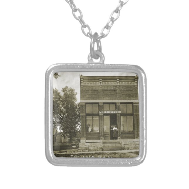 IRVING KANSAS POST OFFICE PHOTO MARSHALL COUNTY KS SILVER PLATED NECKLACE (Front)