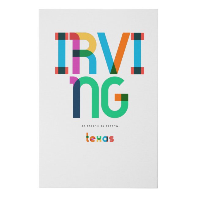 Irving Texas Mid Century, Pop Art, Faux Canvas Print (Front)