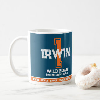 Irwin name meaning sports monogram orange blue coffee mug