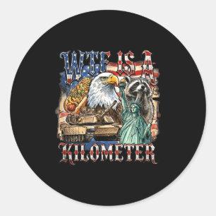 Is a kilometer funny 4th of july founding father classic round sticker