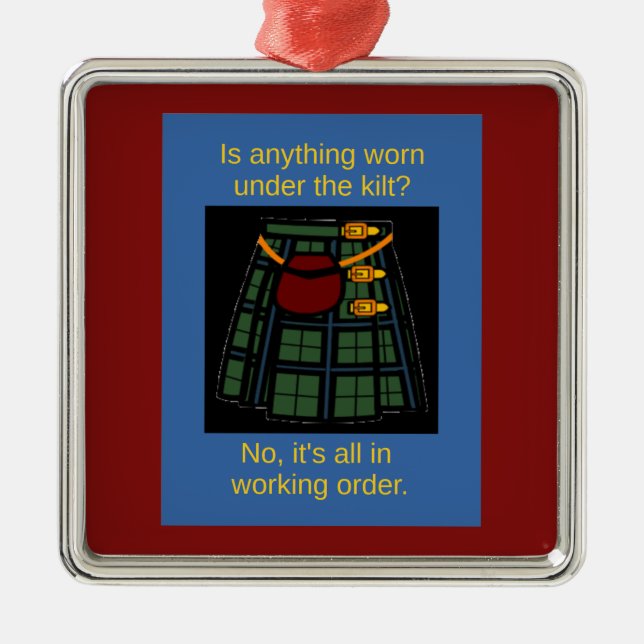 Is anything worn under the kilt? metal ornament (Front)