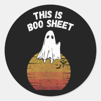 Is Boo Sheet Ghost Retro Halloween Easy Costume Classic Round Sticker