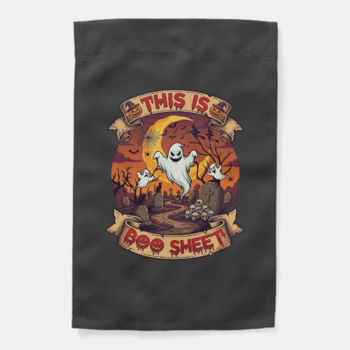 Is Boo Sheet Halloween Ghost Cemetery Pumpkins_1 Garden Flag