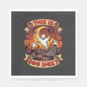 Is Boo Sheet Halloween Ghost Cemetery Pumpkins_1 Napkins