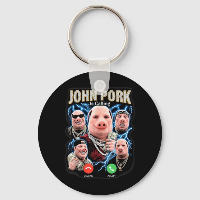 Is Calling Meme Brainrot Design Keychain (Front)