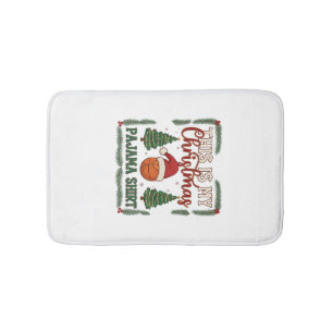 Is Christmas Pajama Basketball Santa Hat Trees Bath Mat