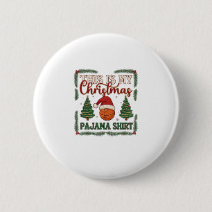 Is Christmas Pajama Basketball Santa Hat Trees Button