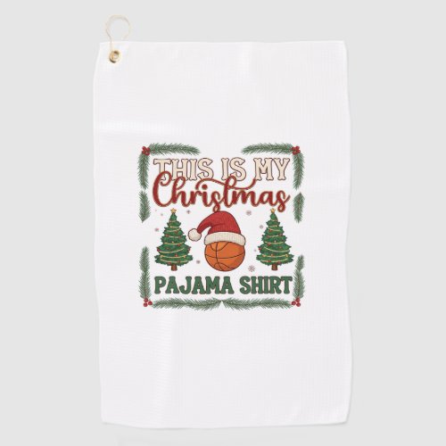Is Christmas Pajama Basketball Santa Hat Trees Golf Towel
