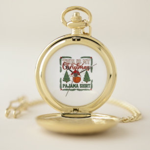 Is Christmas Pajama Basketball Santa Hat Trees Pocket Watch