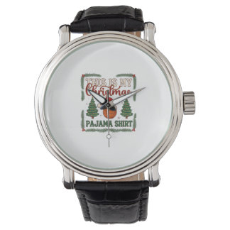 Is Christmas Pajama Basketball Santa Hat Trees Watch