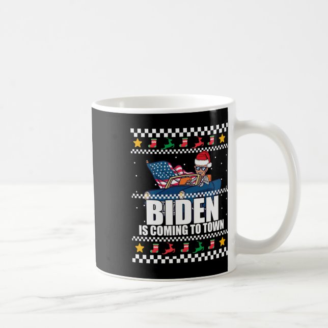 Is Coming To Town Ugly Christmas Sweater Meme  Coffee Mug (Right)