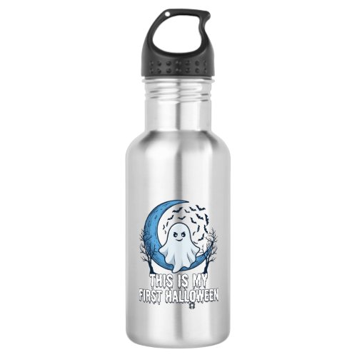 Is First Halloween Ghost Crescent Moon Bats_1 Stainless Steel Water Bottle