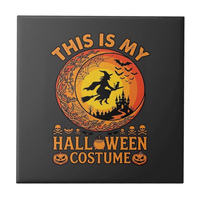Is Halloween Costume Witch Castle Cauldron Ceramic Tile (Front)