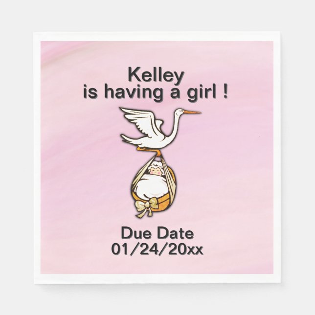  Is Having a Baby with Date Girl  Napkins (Front)