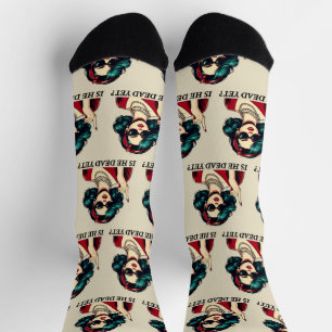 Is He Dead Yet Funny Saying Dark Humor Vintage Socks