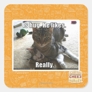 Is hug. He likes. Square Sticker