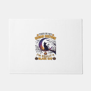 Is Human Costume Black Cat Halloween Moon_1 Doormat