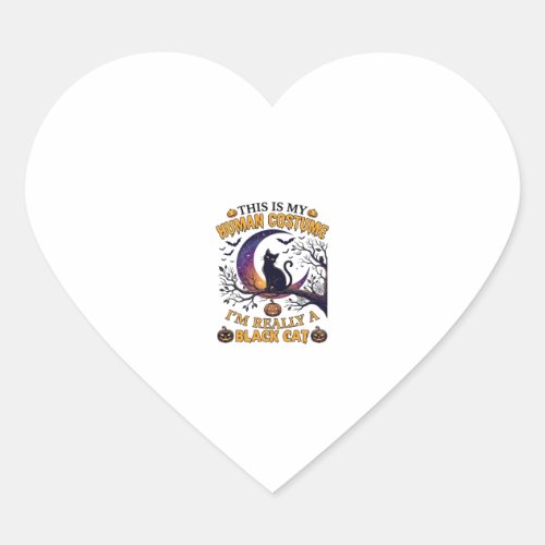 Is Human Costume Black Cat Halloween Moon_1 Heart Sticker