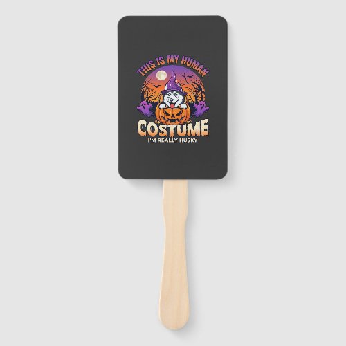 Is Human Costume Husky Pumpkin Halloween Ghosts_1 Hand Fan