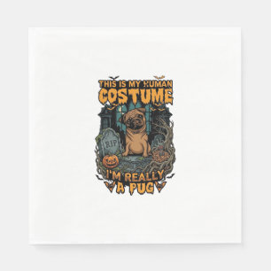 Is Human Costume Pug Halloween Pumpkin Tombstone_1 Napkins