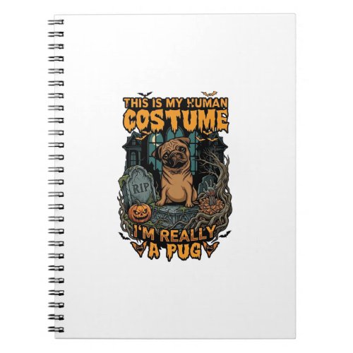 Is Human Costume Pug Halloween Pumpkin Tombstone_1 Notebook