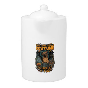 Is Human Costume Pug Halloween Pumpkin Tombstone_1 Teapot