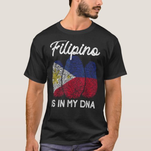 Is In My Dna  Filipino Philippines Flag Fingerprin T_Shirt
