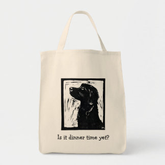 Is it Dinner Time Yet? Black Dog Print Bag