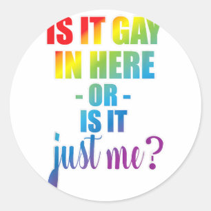 Is It Gay In Here Or Is It Just Me Gay Pride Funn Classic Round Sticker