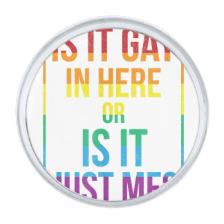Is It Gay In Here Or Is It Just Me LGBT Gay gift Silver Finish Lapel Pin