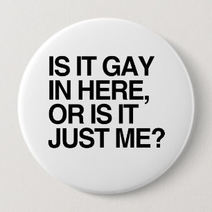IS IT GAY IN HERE -.png Pinback Button