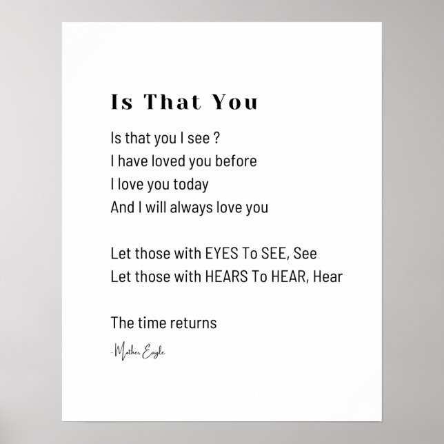 Is it you i see love poem wall art poetry  (Front)