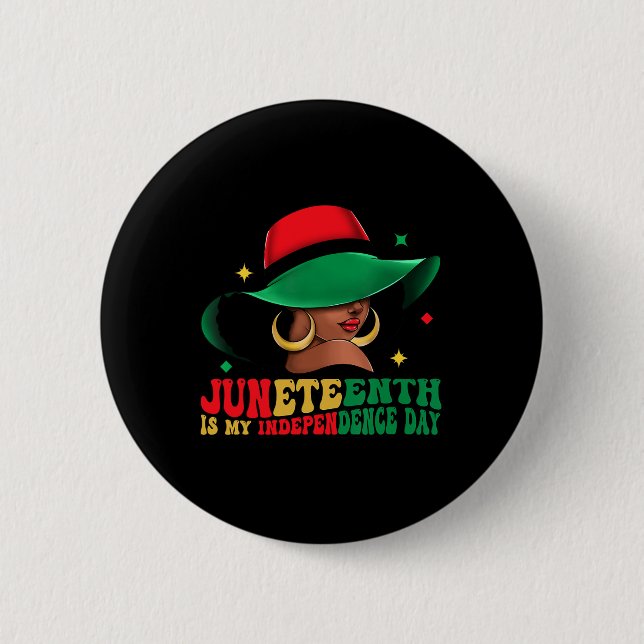 Is My Independence Day Black Women Hat Of Freedom  Button (Front)